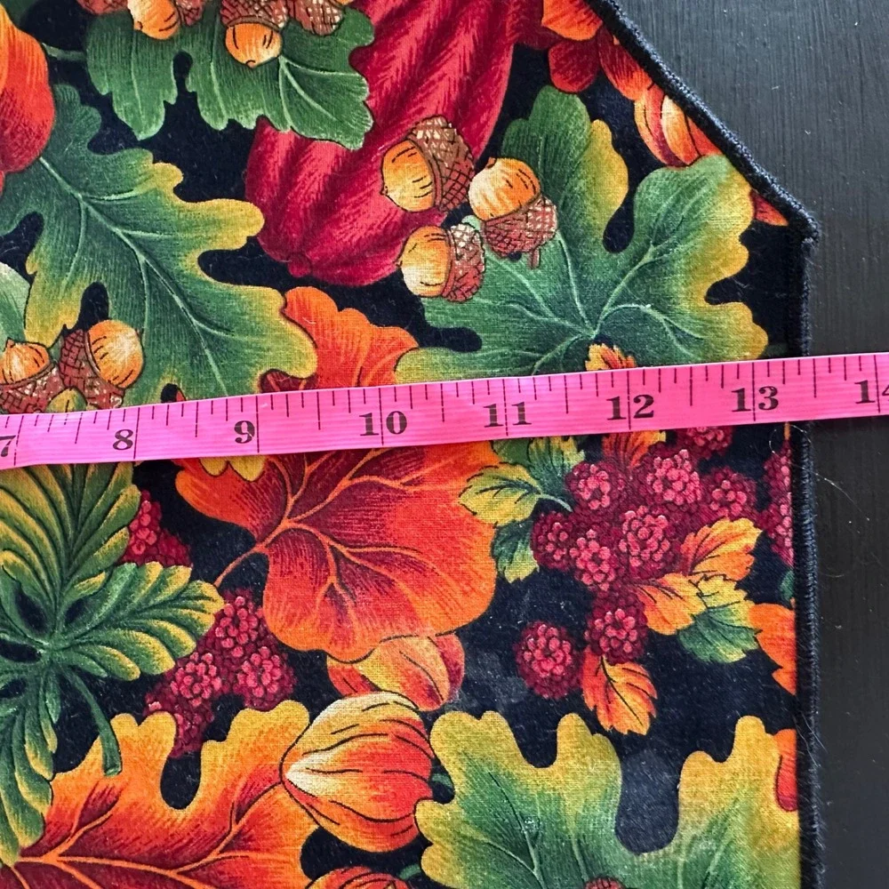 VTG Handmade Fall Autumn Harvest Placemats Set 6 Quilted Leaves Acorns Pumpkins